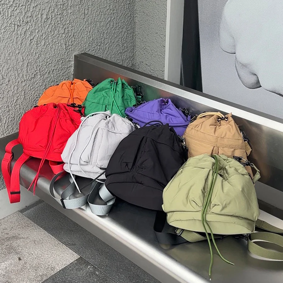 Multi-functional Backpacks casual drawstring shoulder bags simple men/women large-capacity lightweight crossbody bucket bags sac