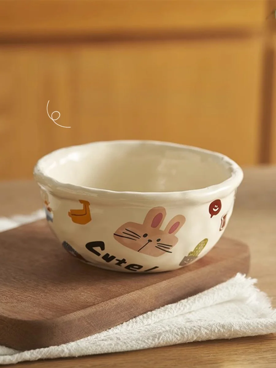

Пасхальный месяц, милая керамическая миска для риса, высокоэстетичная персонализированная детская маленькая миска, новая модель, круглая мавпа с мультяшным узором