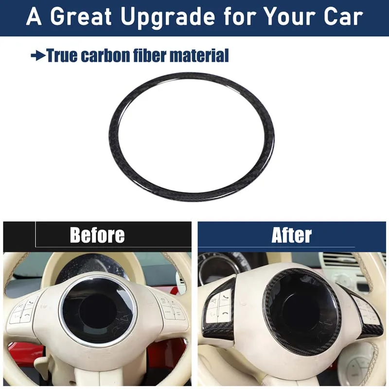 

1piece set Real carbon fiber For Fiat 500 Abarth 2008-2023 car steering wheel logo outer ring sticker car protection accessories