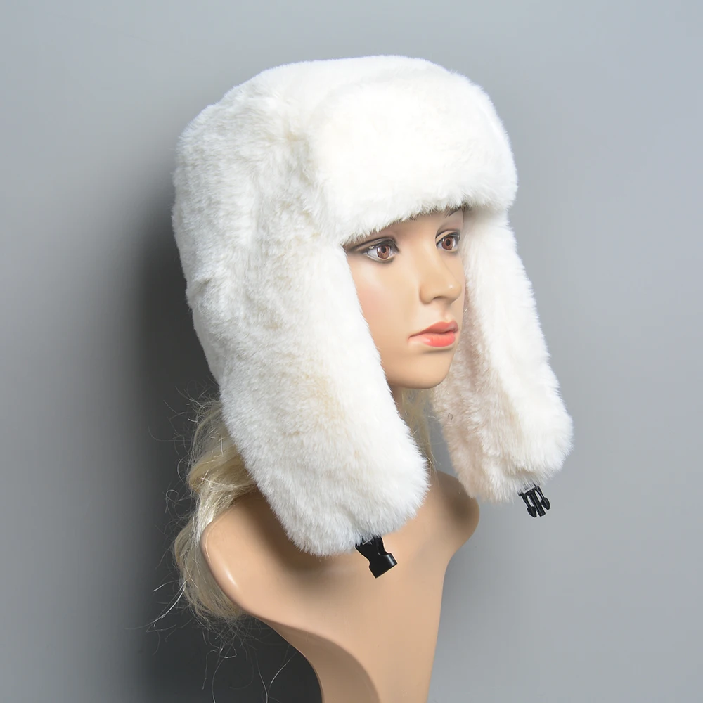 Pilot Winter Hat Outdoor Ski Russian Hat For Women\'s Ushanka Warm Trapper Cap Plaid Bomber Men Hat Faux Fur Earflap Cap