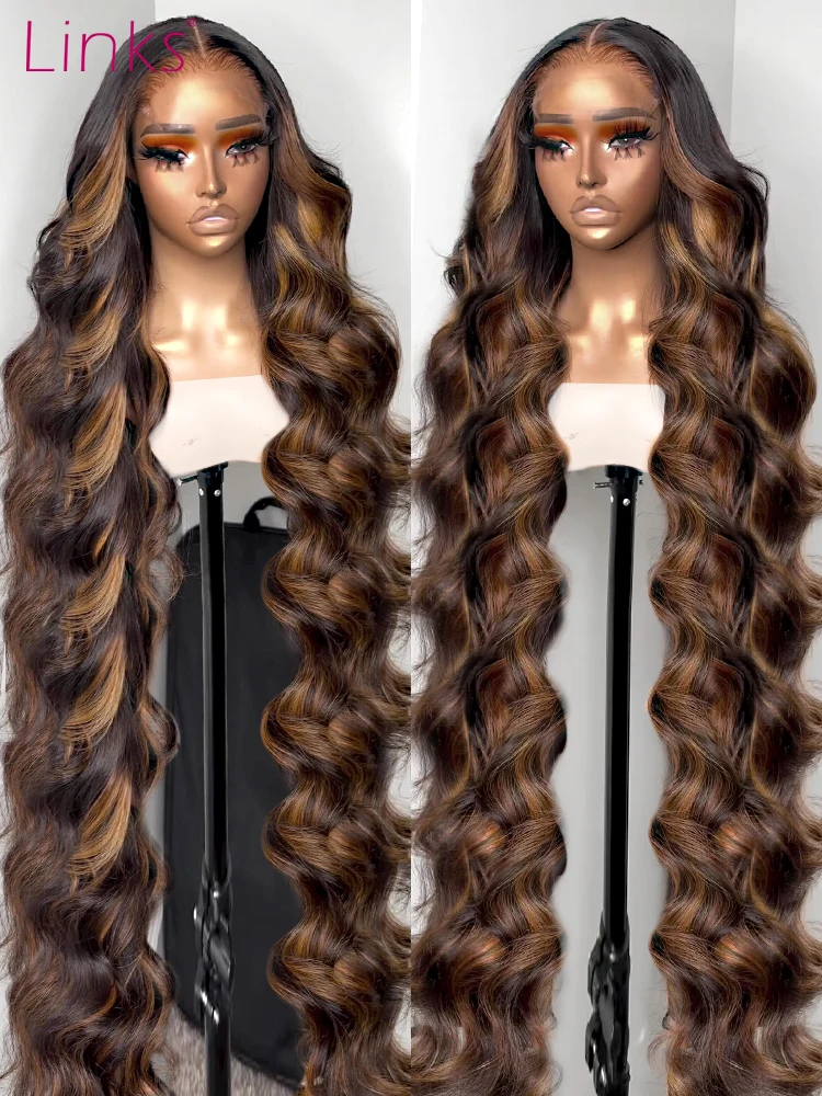 Links Highlight Wig Human Hair 13x6 Ombre Lace Front Wig Human Hair Body Wave 1B 30 Black Brown Wigs HD Lace Brazilian For Women