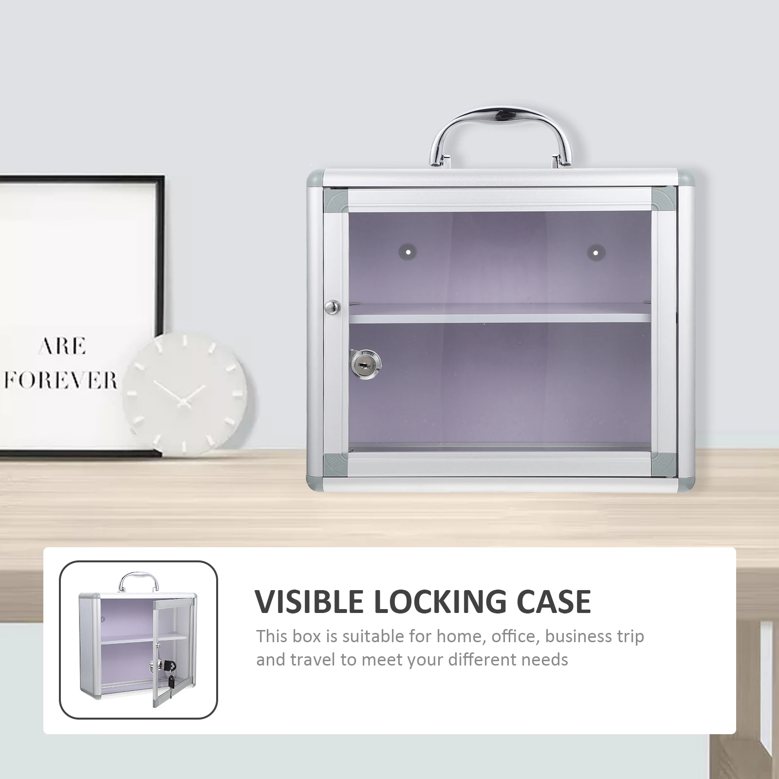 

1 set Lockable Medicine Box First Aid Kit Wall Mounted Aluminum Alloy Durable Storage Cabinet With Handle Large Capacity Smooth