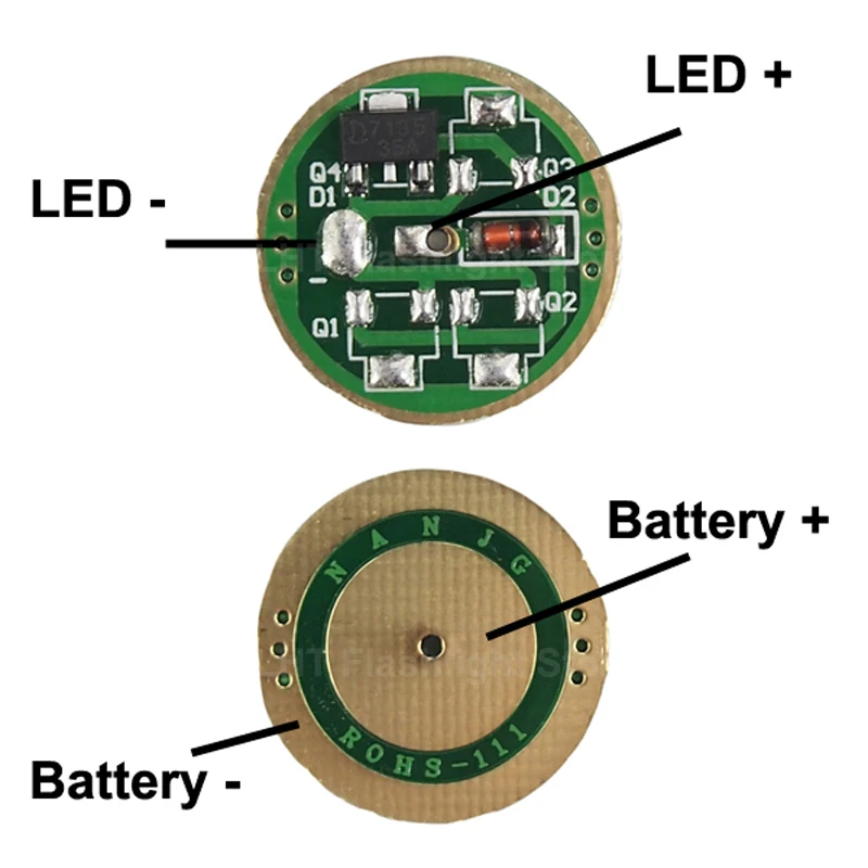 Nanjg 111 17mm 3V-4.5V 1/ 2/ 3/ 4x AMC7135 350mA/ 700mA/ 1050mA/1400mA 1-Mode LED Flashlight DIY Driver Circuit Board