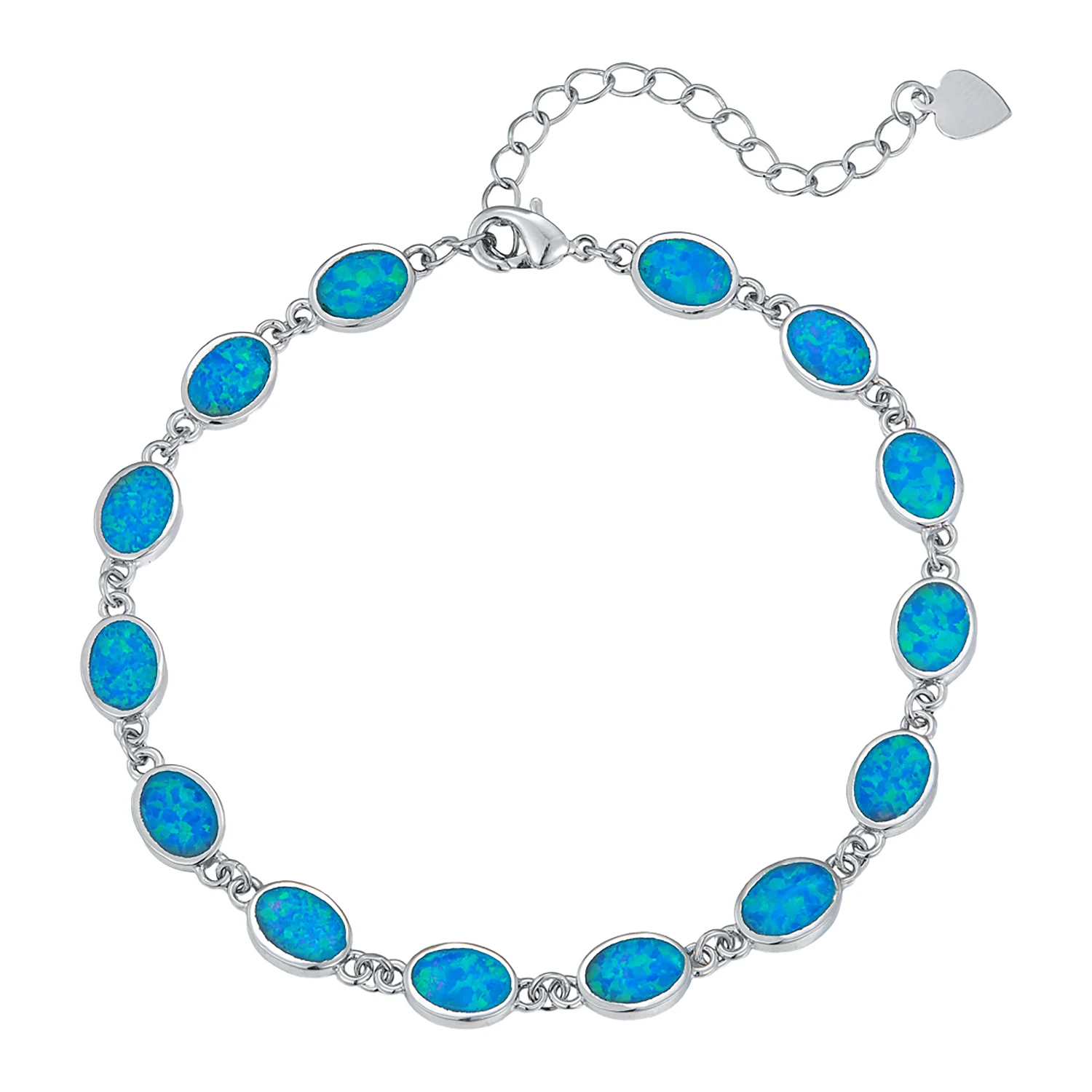 

Роскошный браслет с голубым опалом для женщин, регулируемый, минималистичный, с опаловым камнем, цепочка светло-серебристого цвета, подарок на годовщину или день рождения