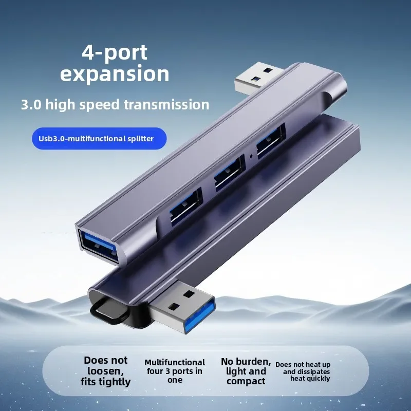 USB 3 0 4 Port Splitter Type C Hub Aluminum Alloy Expander Side Bend Cable for Laptop PC Data Transfer view 2