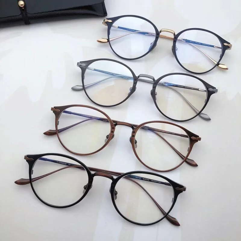 Japanese Handmade Ultra-light Titanium Retro Blue Light Round Glasses M3112 Men Prescription Eyeglasses Women Spectacle Frame