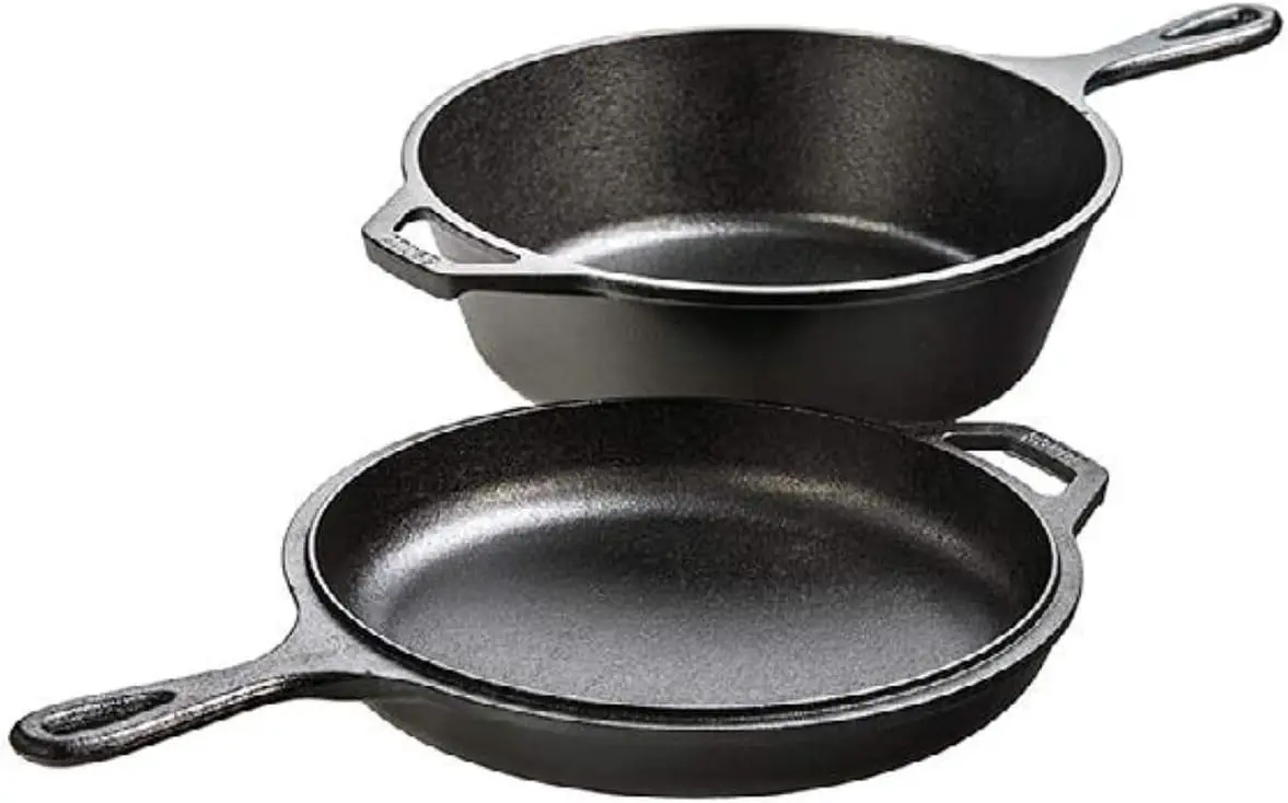

Pre-Seasoned 2-in-1 Cast Iron Combo Cooker - 3.2 Quart Deep Pot Cooker + 10.25 Inch Frying Pan - Use in the Oven, on the