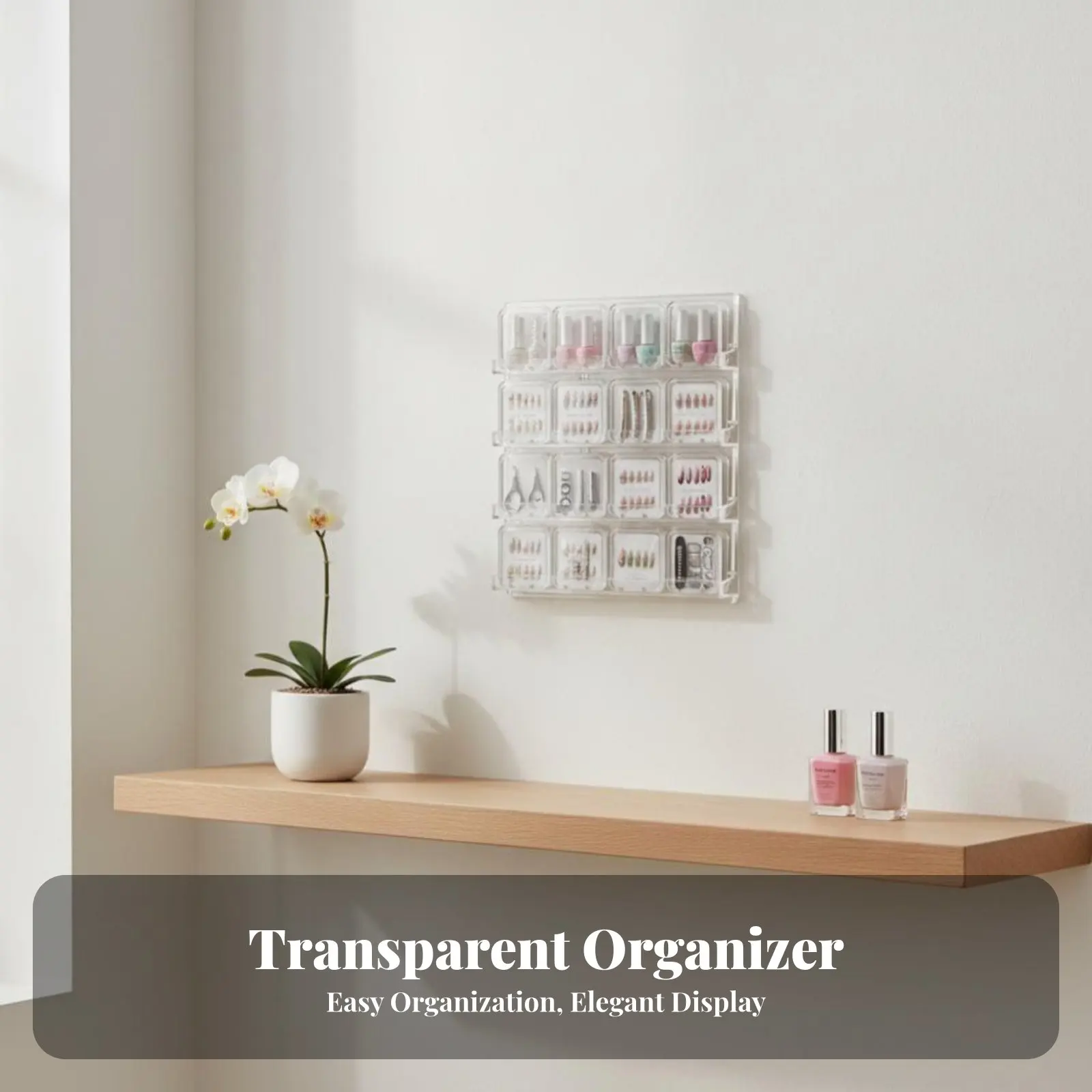 

Наклеиваемый контейнер для демонстрации лаков для ногтей, устойчивый к пыли, прозрачный, с возможностью крепления на поверхность, для владельцев салонов