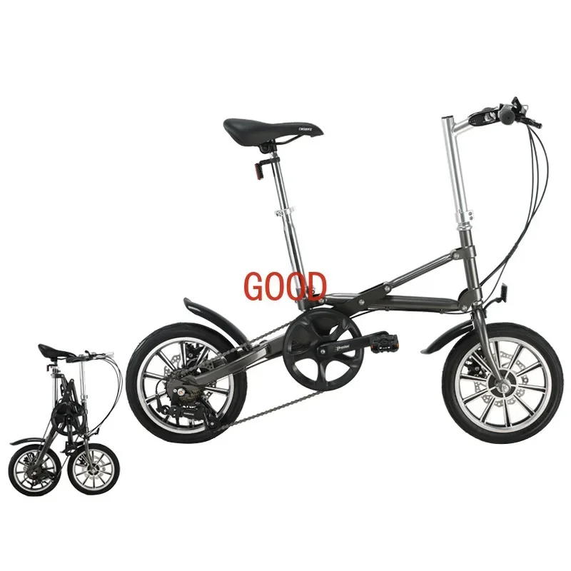 14 inch ultra lightweight portable variable speed folding bicycle gift bicycle, one second fast folding pedal bicycle