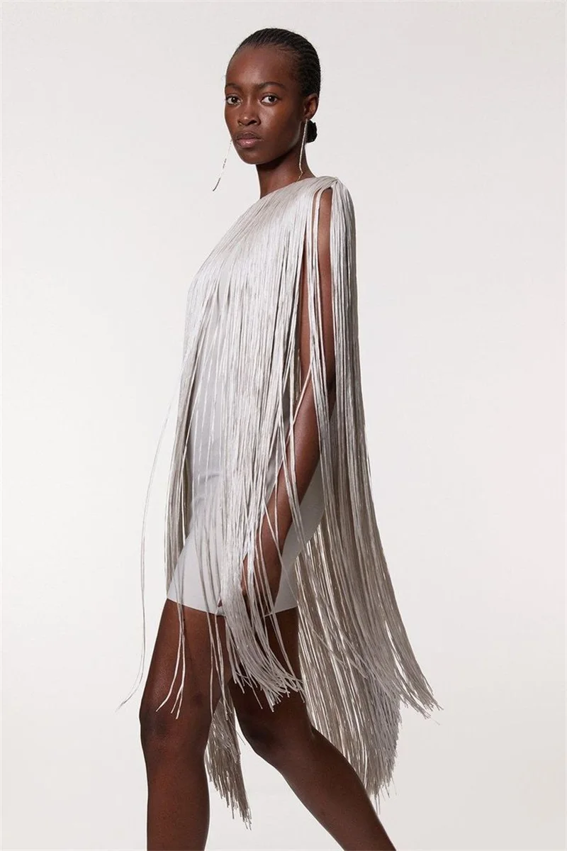 Złota Sukienka na Studniówkę z Frędzlami, Seksowna, na Jedno Ramię, Bez Rękawów, Krótka Mini Spódniczka, Sukienka na Imprezę, Codzienna, Formalna, dla Gościa, na Urodziny, Wieczorowa