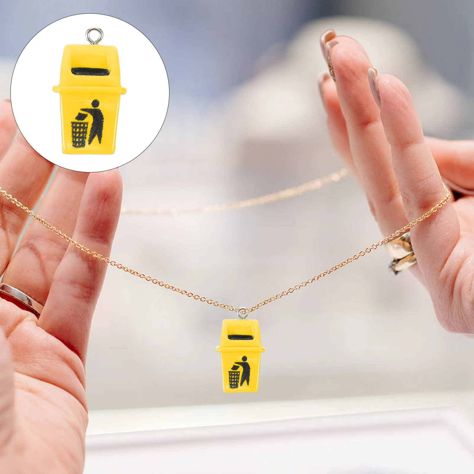 

10Pcs Trash Can Charms for Earrings Keychains Craft Supplies Unique DIY Accessories Trash Can Charm Garbage Bin Charms