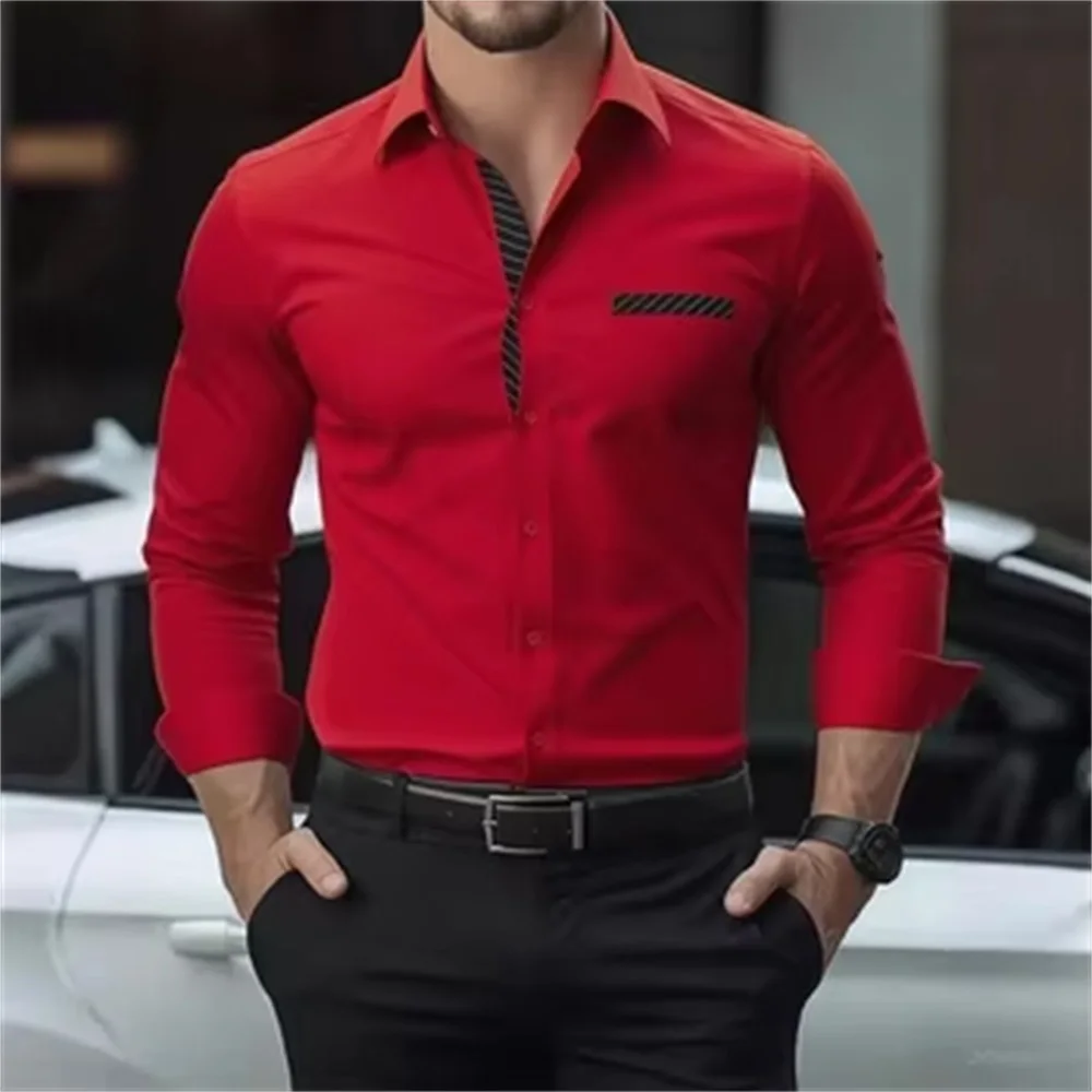 

Men's long sleeved shirt, men's slim fit business casual formal shirt, high-quality clothing, multi color long sleeved shirt