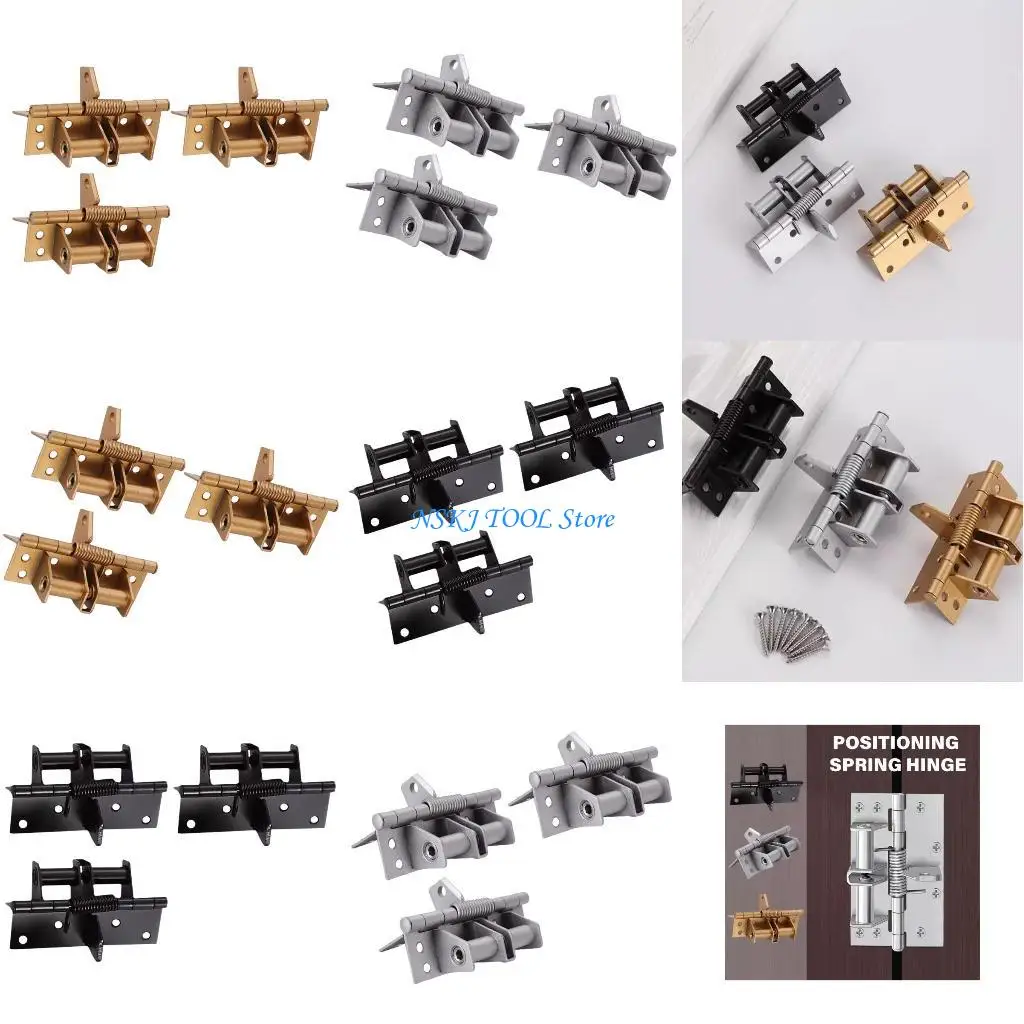 

L8RC 3Pcs Closing Spring Door Hinge 90 Degree Positioning Automatic Door Closers Hinge Hardware for Wood Door Cabinet