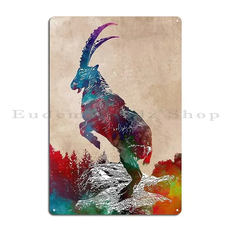 Alpine Ibex Metal Signs Club Bar Character Party Wall Mural Living Room Tin Sign Poster