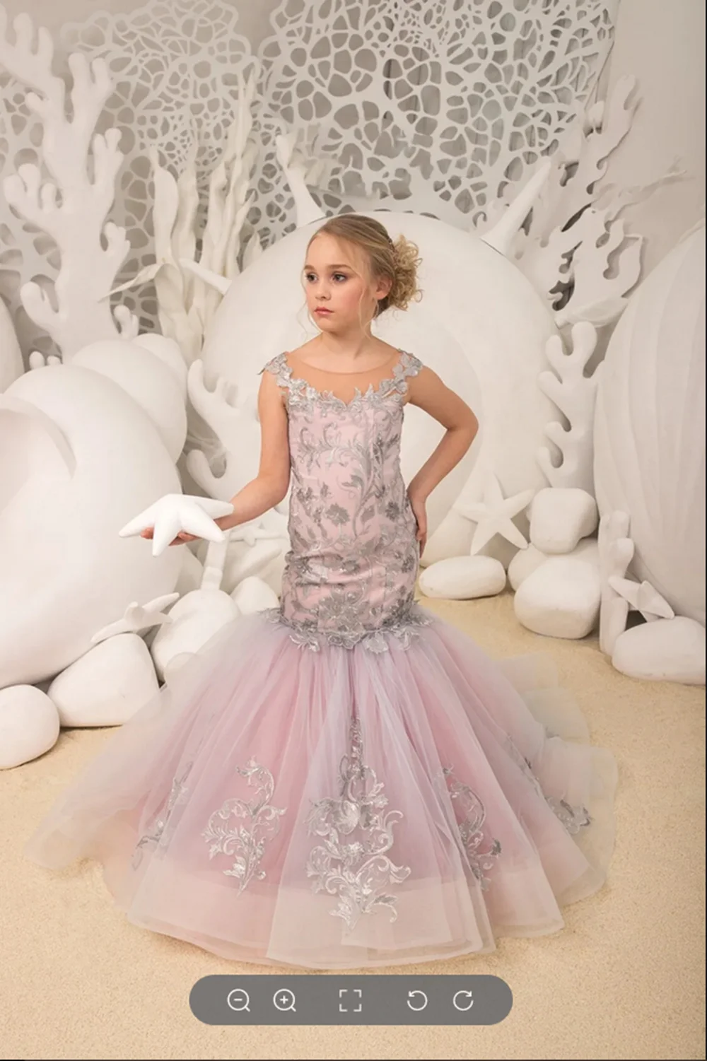 Puffy Tiered Flower Girl Dress Tulle Sequin  Bow Pageant Ball Gown Feather Baby Kids Birthday Party Dress