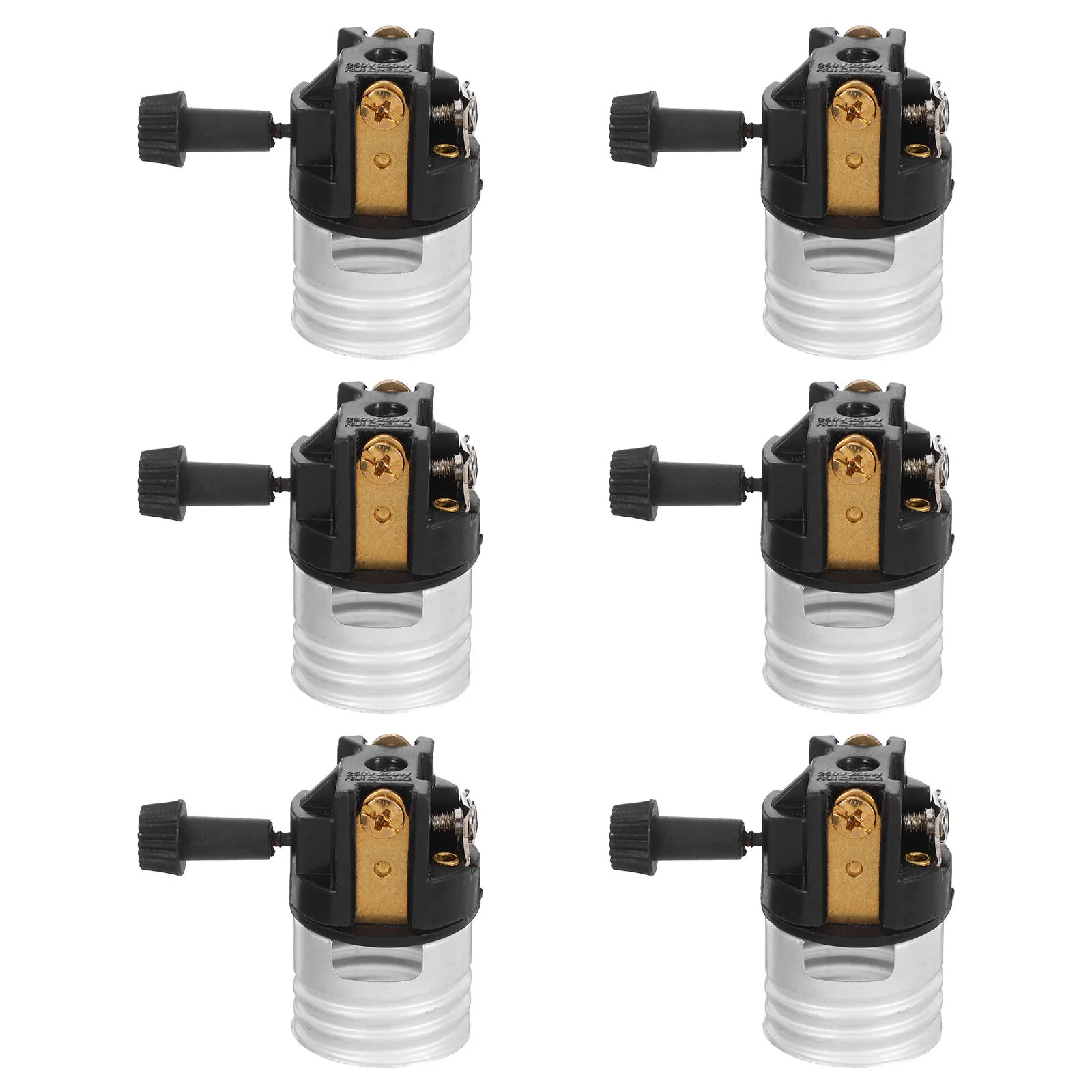 

6Pcs E26 Light Bulb Socket Aluminum Lamp Replacement Socket Holder Waterproof Dustproof Light Fixture Parts