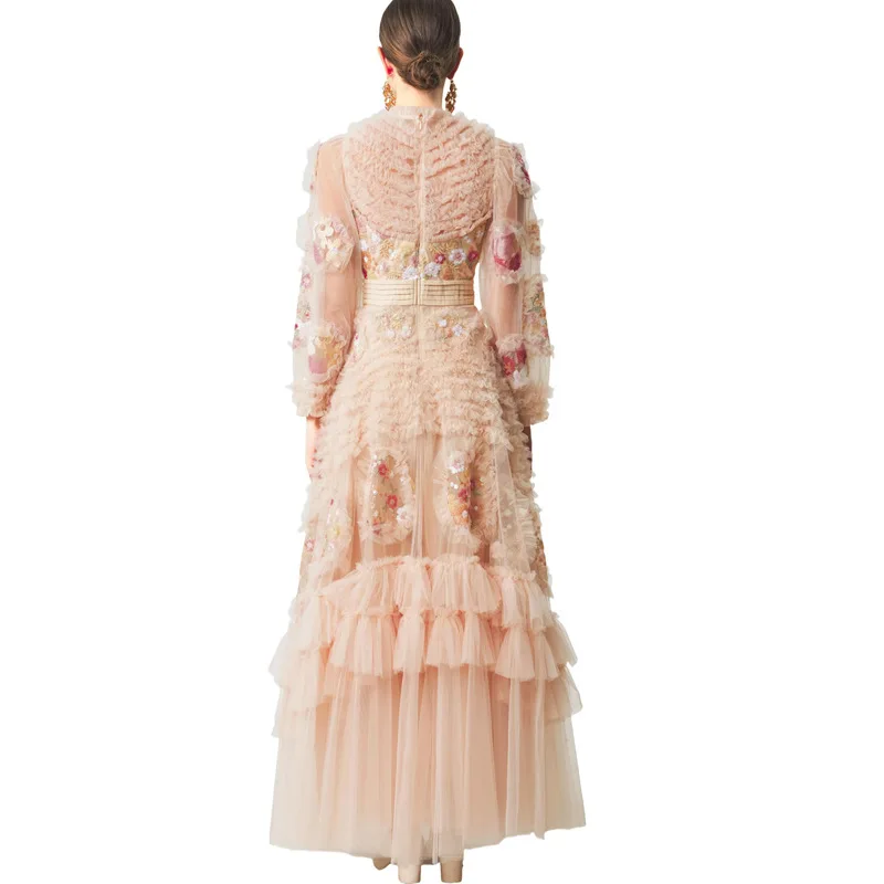 Vestido Maxi Floral Bordado Tul - usage example