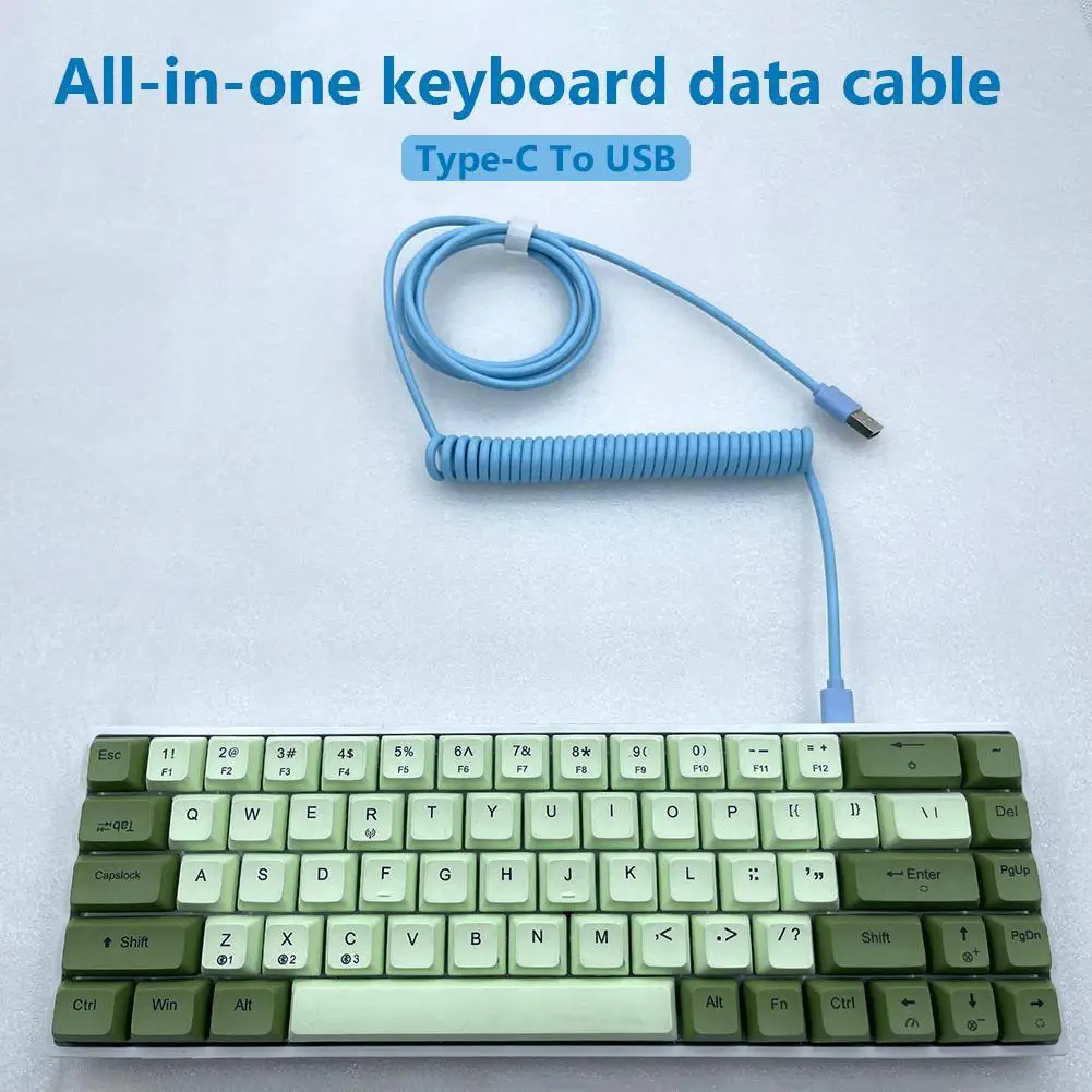 PU Mechanical Keyboard Data Cable Type-C to USB Coiled Spring Aviator Wire 1.5-3m Computer Peripherals