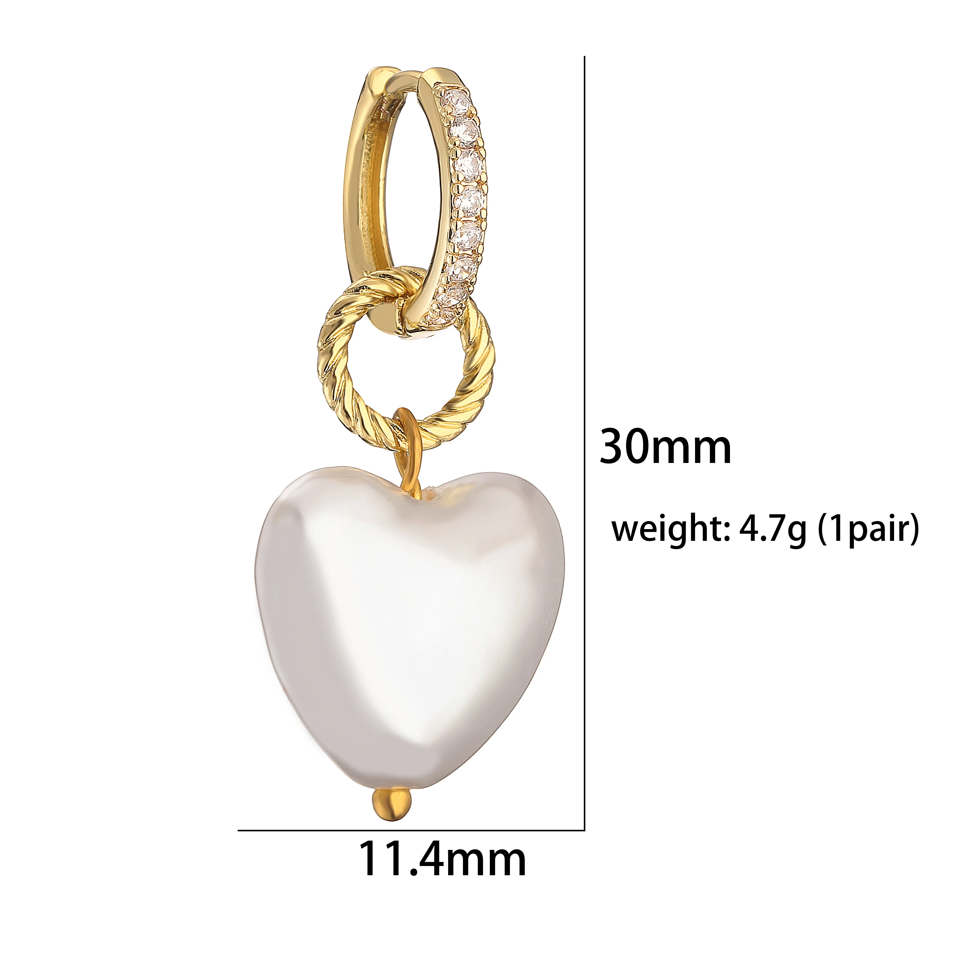 HECHENG,White Imitation Pearl Bead Necklace Earrings for Women,Heart Pendant Cute Jewelry Set