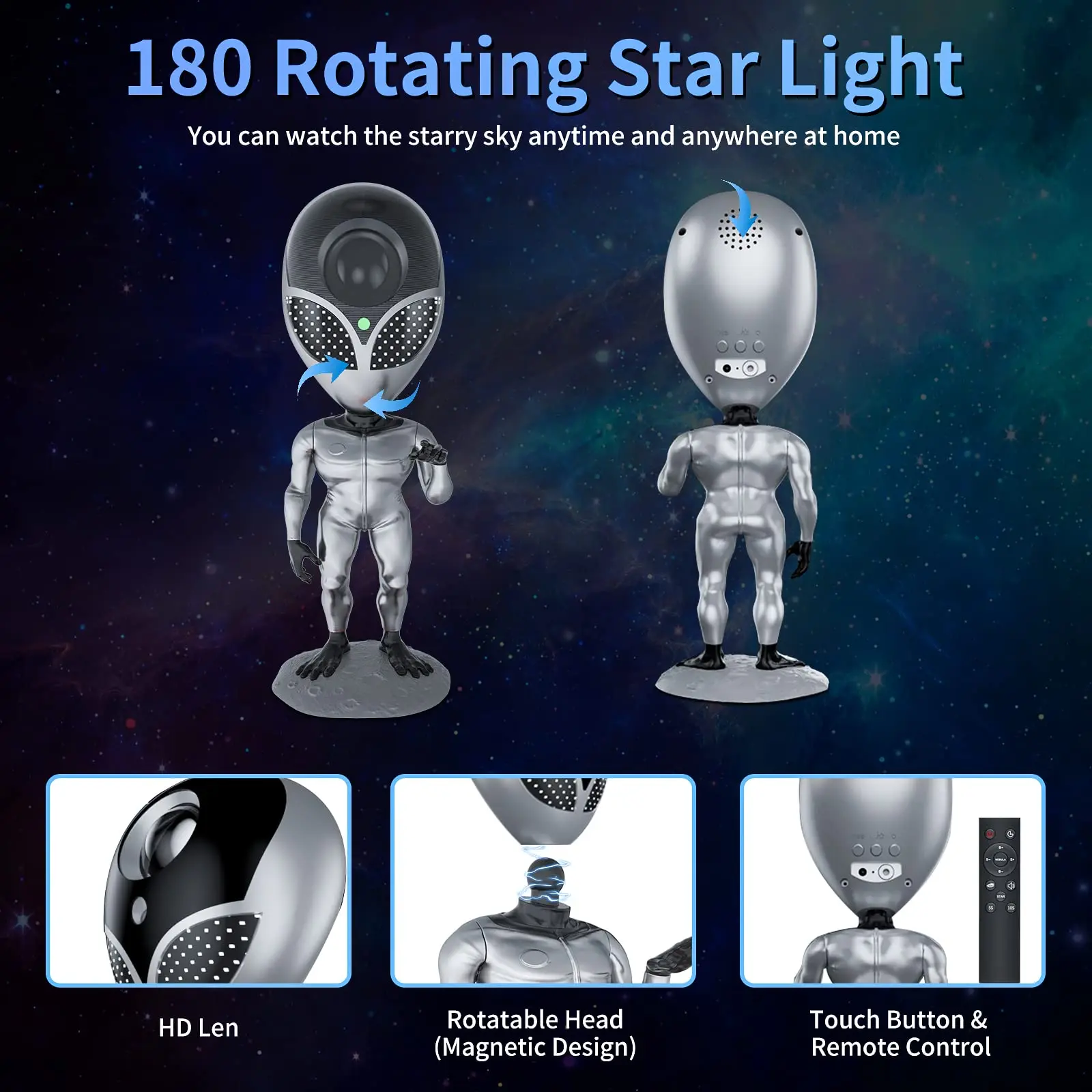 Star Projector,Aliens Galaxy Projector for Bedroom, Starry Nebula LED Lamp with Timer and Remote, Aliensun Night Light Projector