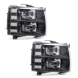 Pair Left&Right Headlights For 2007 2008 2009 2010 2011 2012 2013 Chevy Silverado 1500 2500HD 3500HD Clear Projector