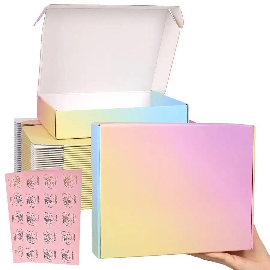 

Коробки среднего размера 10x8x2, 30 штук, разноцветные почтовые коробки для упаковки, гофрированные картонные коробки для отправки почты малого бизнеса.