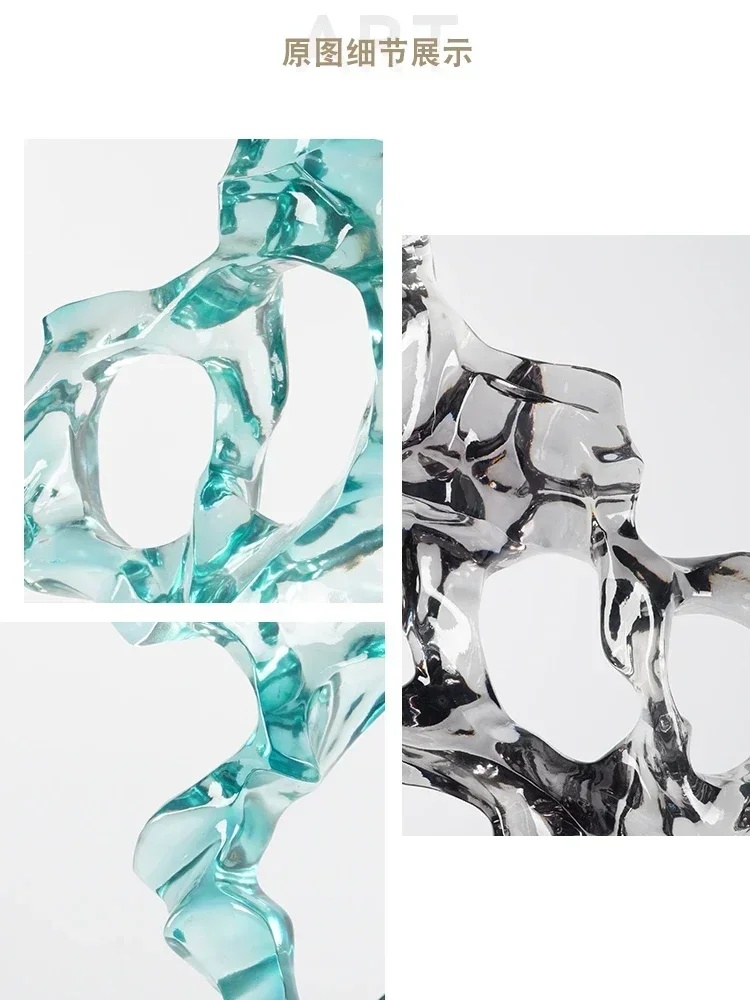 Rockery Light Luxury Hotel Sale Office Sculpture Art Simple Modern Abstract Transparent Resin Table Decoration