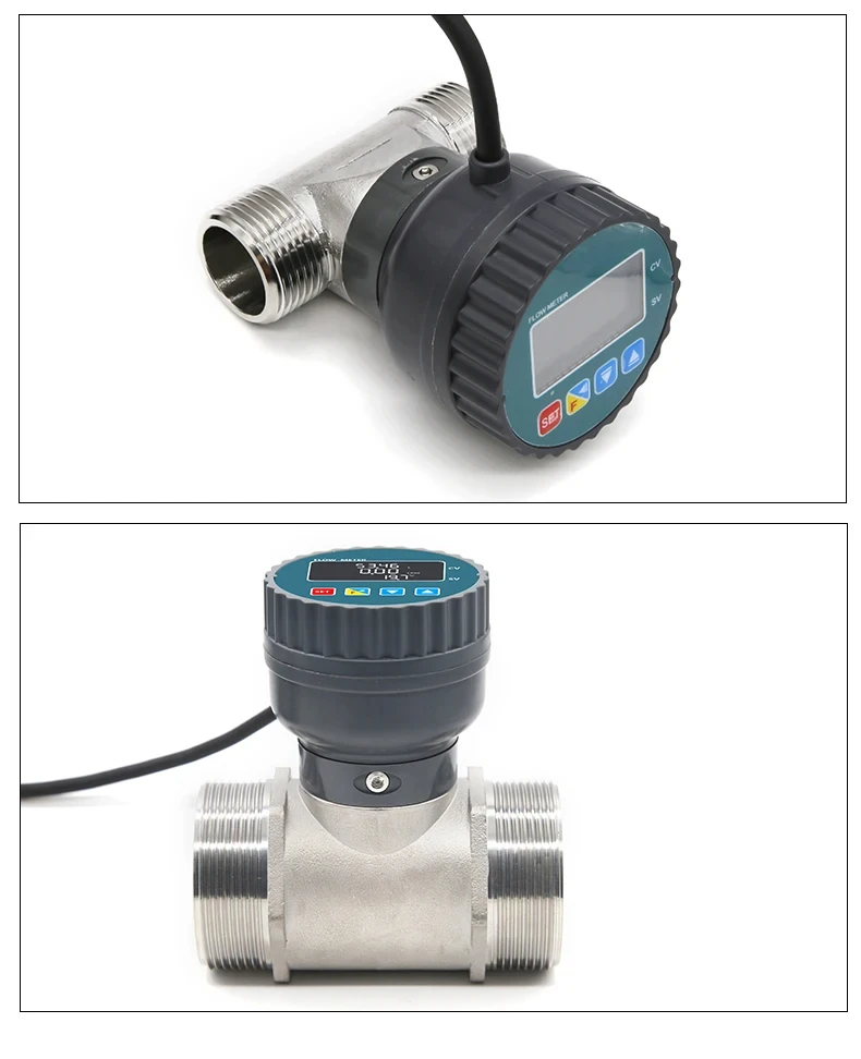 RS485 LCD Electronic Flowmeter3/4 Inch Smart Digital Display Flowmeter DN20 Stainless Steel Male Thread Flow Sensor