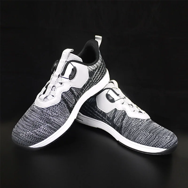 Unisex Right Hand Non-slip Bowling Shoes Women Men Breathable Rotating Buckle Sneakers Couple Weave Lightweight Indoor Footwear