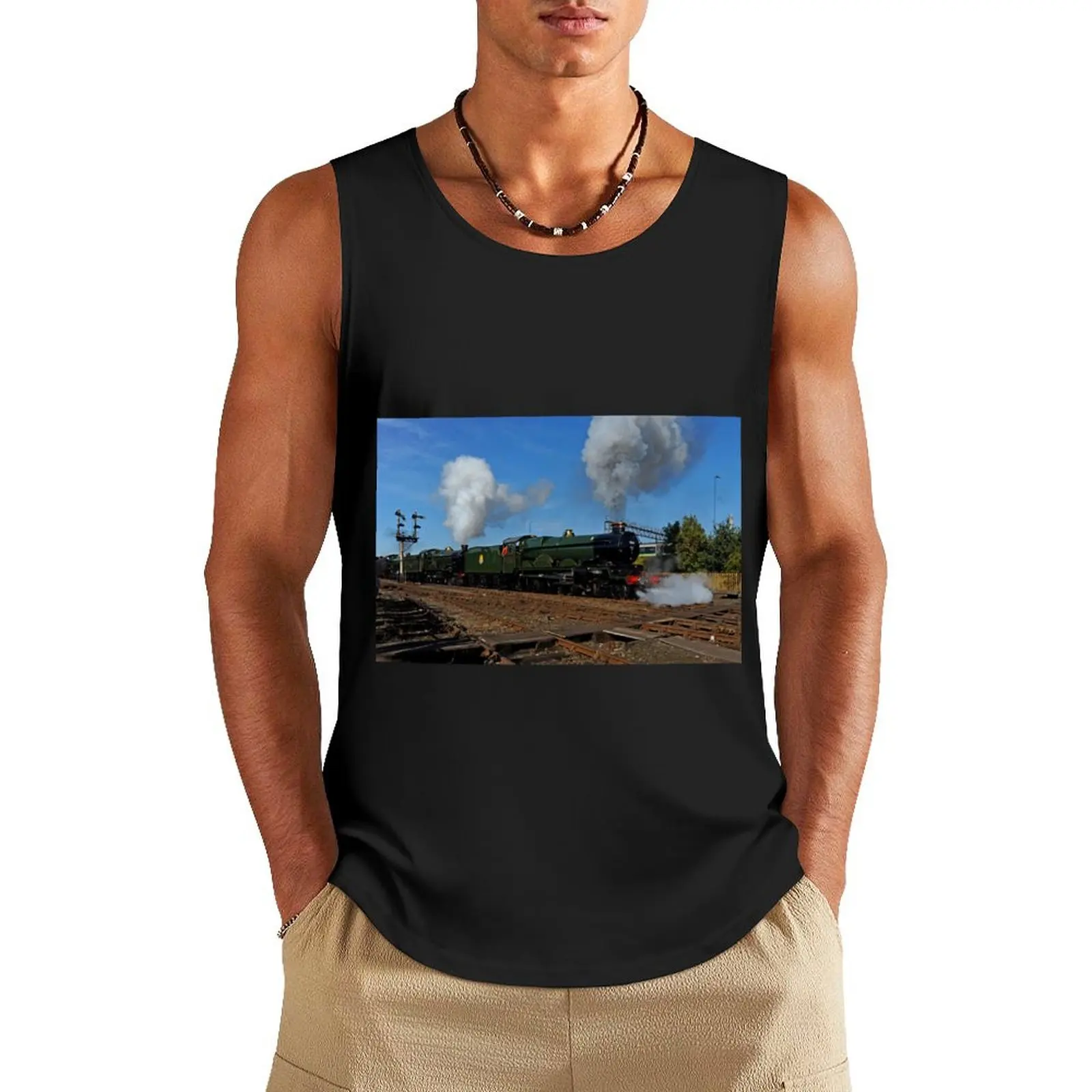 Cavalcade of GWR steam locomotives at Tyseley Depot Tank Top T-shirt for fitness fashion 2024 man