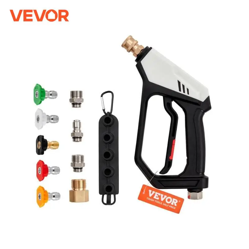 VEVOR Short Pressure Washer Gun 5000 PSI High Power Outlet Hose Connector Foam Gun 5 Color Quick Connect Nozzles