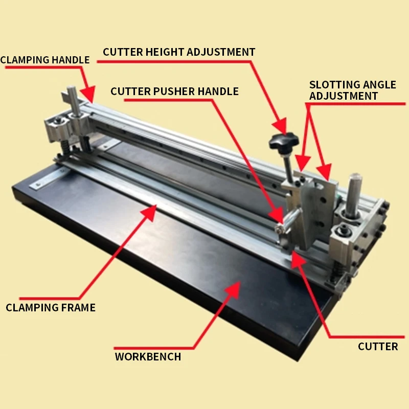 Tabletop Pneumatic Manual Sample Cutter Gift Box Gray Cardboard V-Groove Machine 80-130° Slotting
