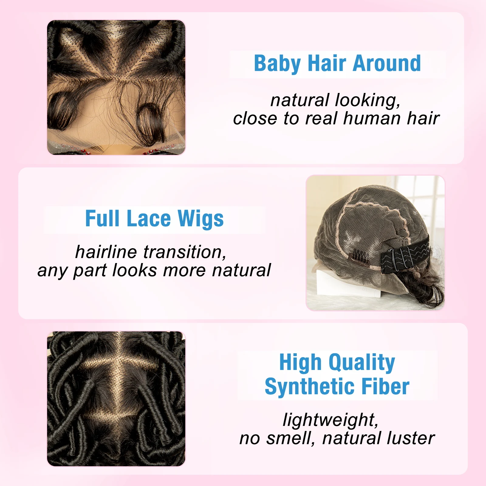 New Arrival Synthetic Short Braided Wigs with Baby Hair Full Lace Bantu Knotless Box Braiding Wig for African Black Women