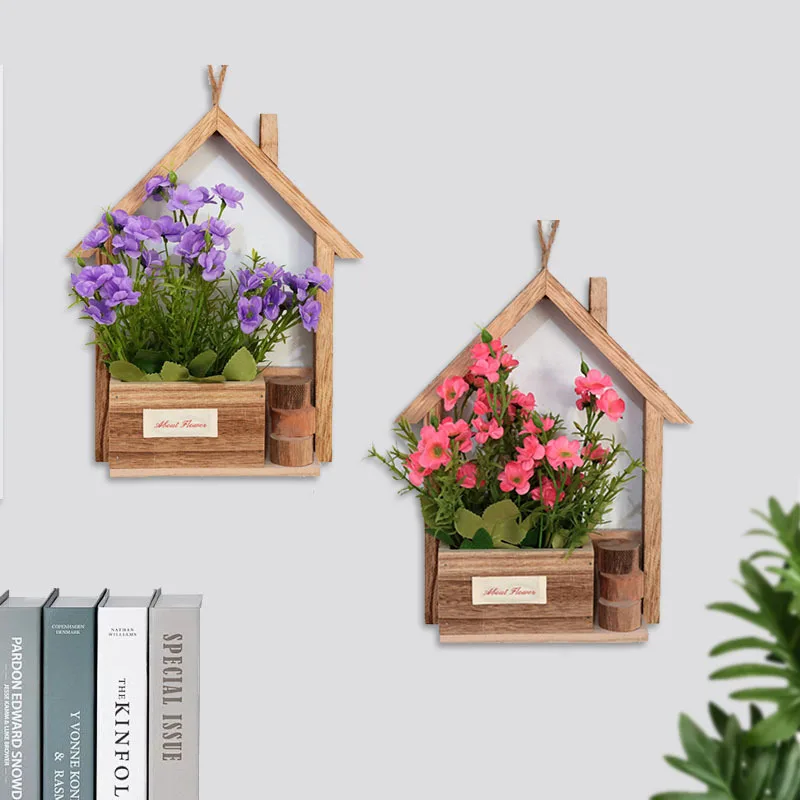 

European Style Wooden Hanging Basin Wall Decoration Creative Wall Hanging Flower Pot Flower Basket Home Living Room Wall Decorat