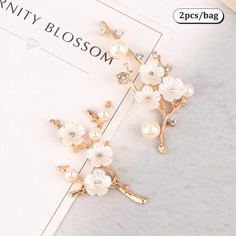 2Pcs Alloy Branch Flower Accessories Antiquity Hairpin Clothing Hair Accessories DIY Material