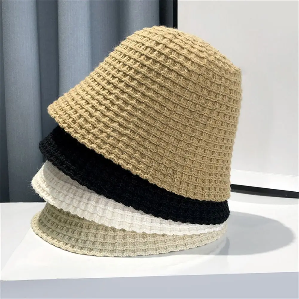 Fashion Knit Buket Hat Soft Winter Warm Fisherman Hat Beanie Cap Crochet Knitted Skull Hat Women Autumn Basin Hat