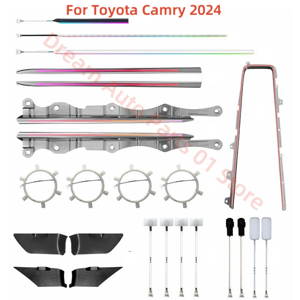 Окружающее освещение для Toyota Camry 2024-2025, обновление автомобильного внутреннего освещения, автомобильные аксессуары, светящееся кольцо на звуковой сигнал, атмосферная лампа Окружающее освещение для Toyota Camry 2024-2025, обновление автомобильного внутреннего освещения, автомобильные аксессуары, светящееся кольцо на звуковой сигнал, атмосферная лампа