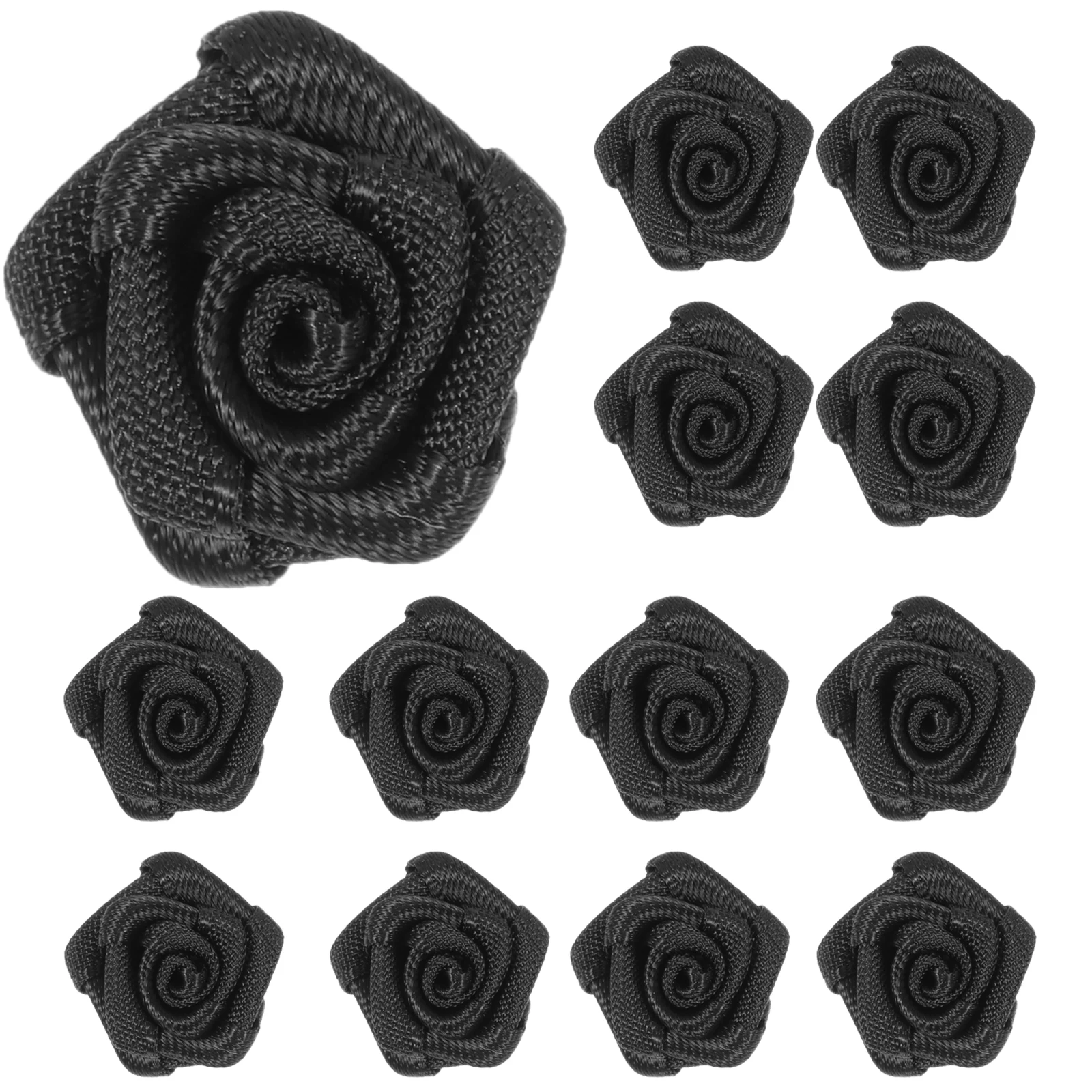 

50pcs Mini Black Flowers Artificial Polyester Flowers for Sewing Clothing Sewing Rose Materials Accessories DIY Crafts