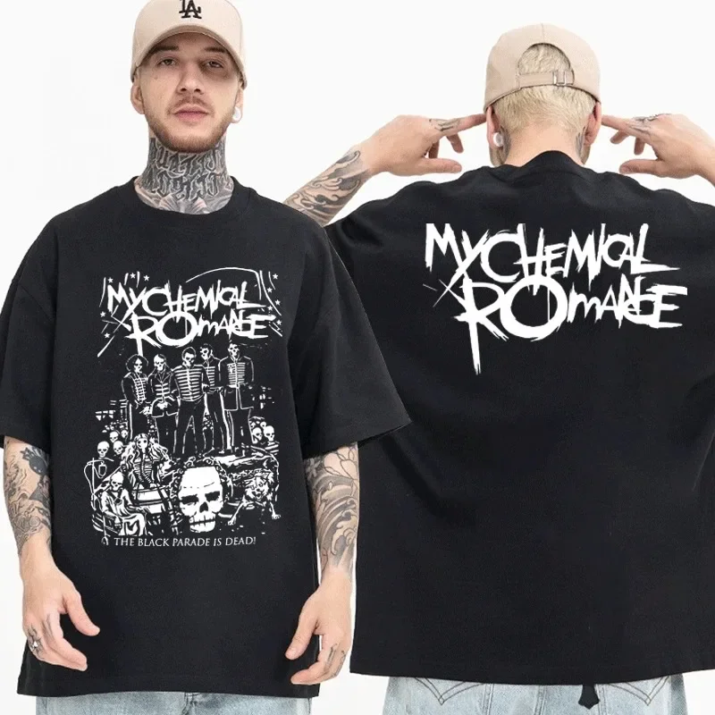 My Chemical Romance Mcr Dead T-Shirt 90s Vintage Black Punk Emo Rock Band T Shirts Summer Oversized Tee Shirt Men and Women