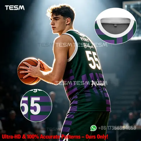 TESM Andalucia Men  Sleeveless Tank Top Basketball Jersey White GreenFan Uniform Sublimation Print Basketball Training Vest