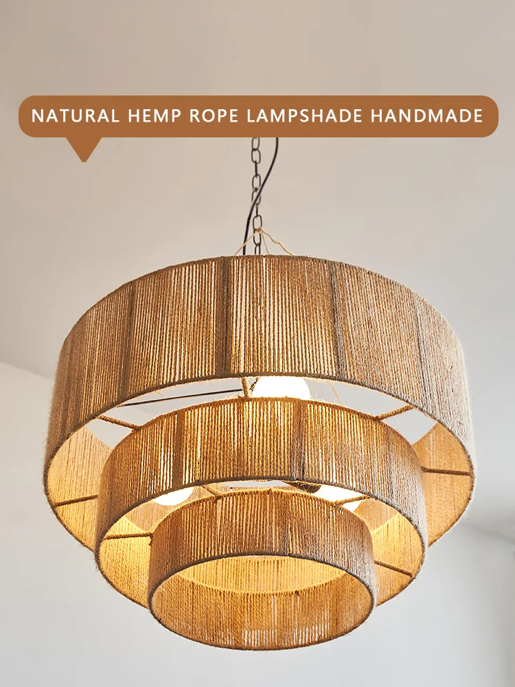 Imagem -04 - Nordic Hemp Rope Pendant Lights Lustres Led para Sala de Jantar Minimalismo Pendurado Lâmpada Luminárias para Quartos Wabi Sabi E27