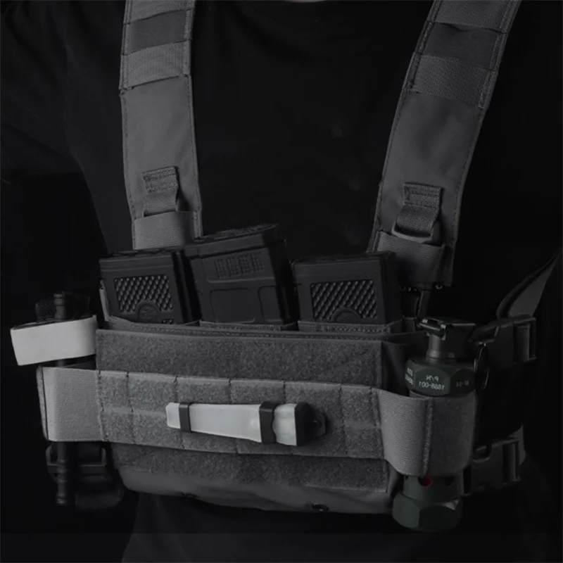 Adjustable Elastic MOLLE Chest Extension Strap with Adhesive Surface Mounting System for Plate Carrier Rig Outdoor Camping Gear