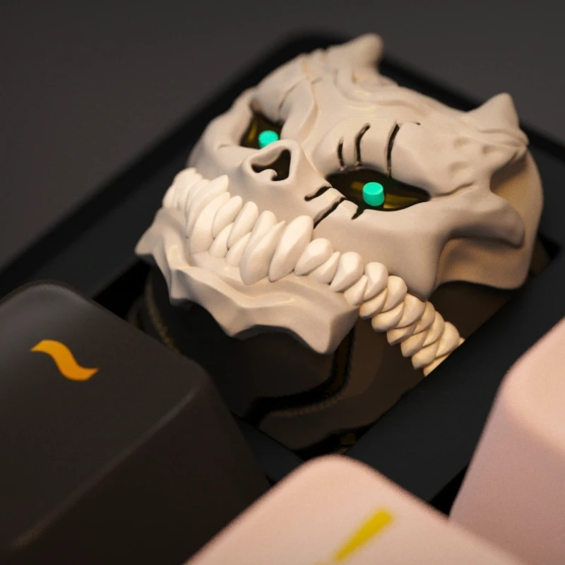 Monster Keycaps Custom White Cool Skull Cross Axis Mechanical Keyboard Keycaps Original Design 3D Resin Handmade Cartoon Keycaps