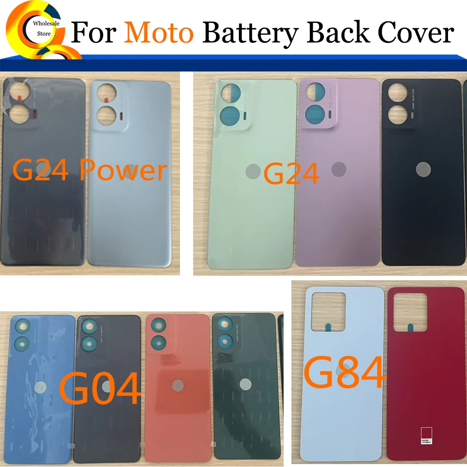 5Pcs/Lot For Motorola Moto G24 Power G84 G42 G53 G04 Battery Back Cover Rear Door Housing Case Replacement Parts