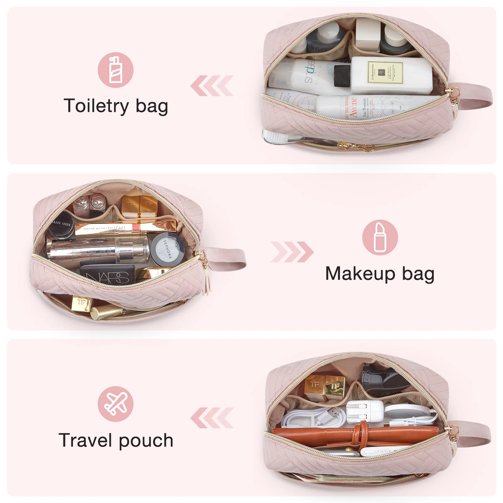 Imagem -04 - Bolsa de Maquiagem Bagsmart Elegante Espaçoso Bolsa de Cosméticos para Mulher Bolsa de Viagem Resistente à Água Bolsa de Higiene Pessoal Maquiagem Acessórios Organizar