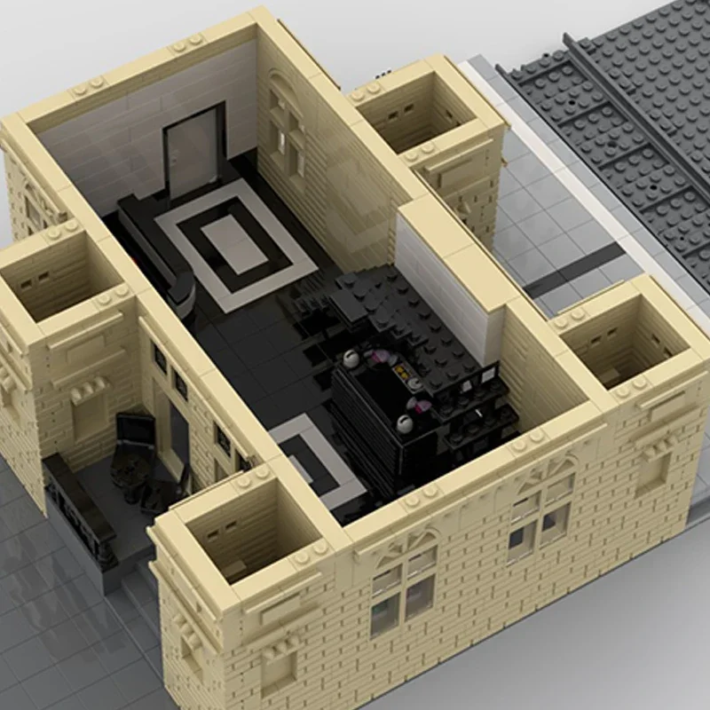 MOC-Modular Street View Estação Ferroviária Blocos de Construção, Tijolos Técnicos, Montagem DIY, Construção Brinquedos para Crianças, Presentes de Férias