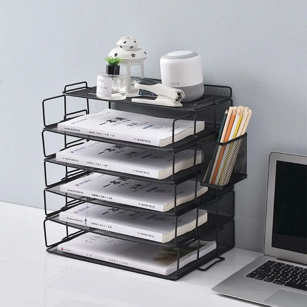 

Stackable File Storage Rack Multiple Use Space Saving a4 Desktop Document Shelf Sturdy Single Layer Magazine Holder Home