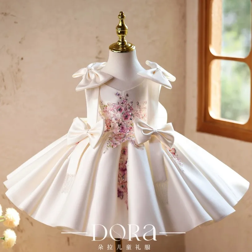 Mädchen Stickerei Prinzessinnenkleid Kinder Geburtstagsparty Kleid Kleinkind Hochzeit Festzug Kinder Formelle Kleider A5096 Vestido Infantil – Detail 3