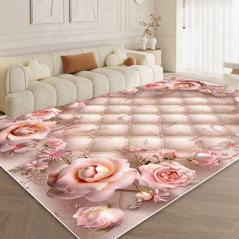 Light Luxury Home Decoration Carpets Living Room Flower Pattern Carpet Modern Hall Sofa Area Rugs Bedroom Bedside Soft Foot Mats