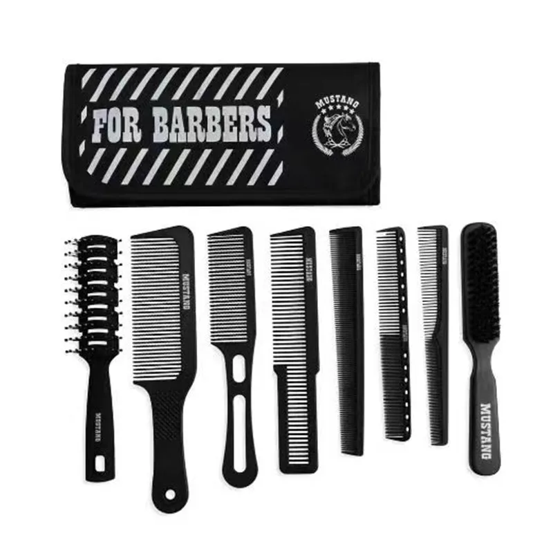 8pcs/lot Black Makeup Comb Set Styling Hairdressing Comb In 8 Designs Barber Training Tail Comb Salon Studio HairCut Comb